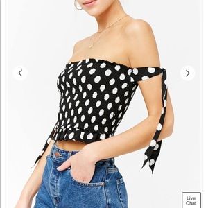 Forever 21 Tops - Black & white polka dot off the shoulder top Forever 21 Tops - Black & white polka dot off the shoulder top